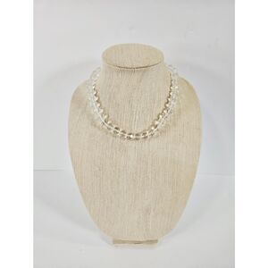Vintage Art Deco Faceted Clear Lucite Beaded Rivière Necklace - ROC Taiwan Tag